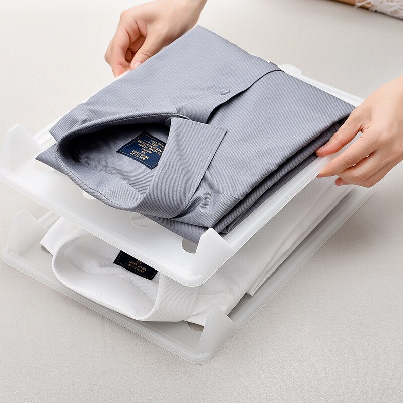 10Pc/Set Quick Stacking Clothes Storage Holders Simple Clothing Wardrobe Finishing Racks Shirt T-shirts Organizer Board Artifact