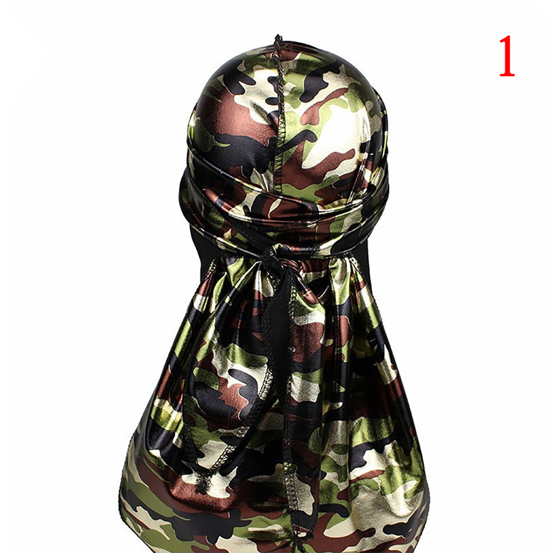 Seda Durag satén Durags para hombre peluca Bandanna pirata sombrero Bandeau Hip Hop cabeza envolver banda elástica: 1