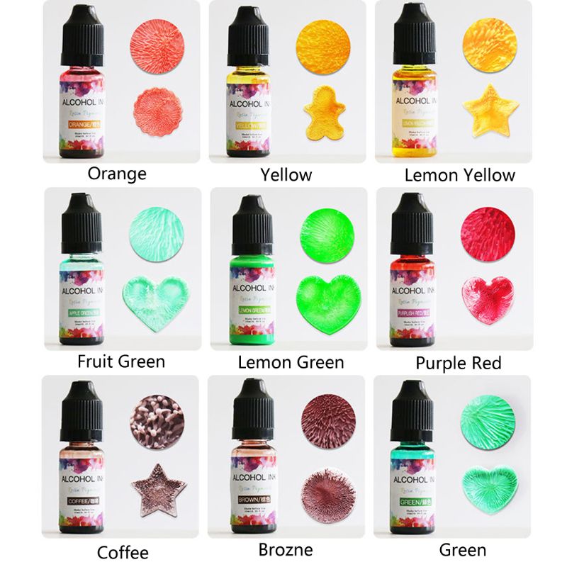 24 färg 10ml alkohol bläck diffusion harts pigment kit flytande färgämne färgämne art