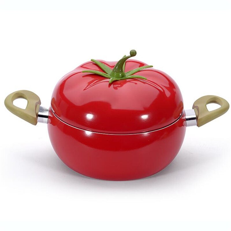20Cm Keuken Soeppan Fruit Pan Non-stick Aluminium Saus Pan Boiler Tomaat Vorm Geen Dampen Huishoudelijke Koken gereedschap Keukengerei: Red