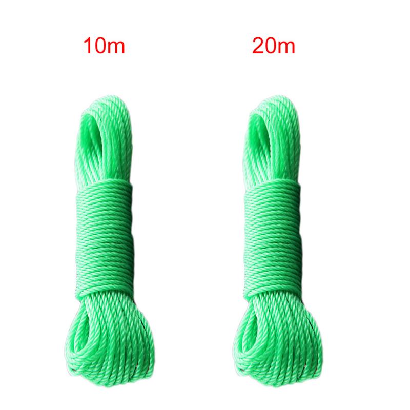 10m/20m Clotheslines Long Colored Nylon Rope Climbing Traction Tying Shade Net Rope Clothesline Garden Supplies