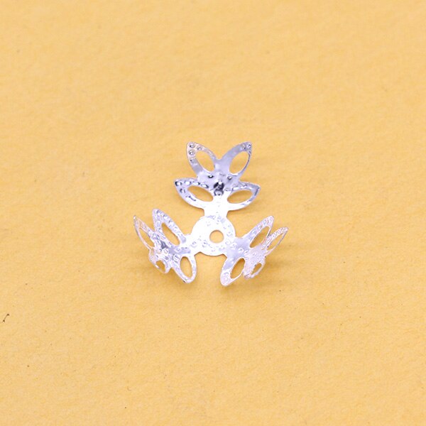 100P 16Mm Filigraan Bloem Metalen Kralen Spacer Kralen Kralen Cap End Caps Voor Parel Kralen Armband Ketting Sieraden maken Bevindingen: silver