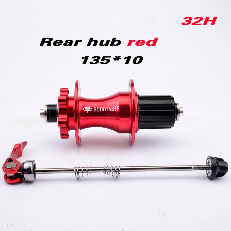 Goodtaste Mountain bike hub 4 bearing rear hub rear 10*135mm QR100*15 12*142mm through 28/32/36 hole disc brake bicycle hub MTB: rear hub red