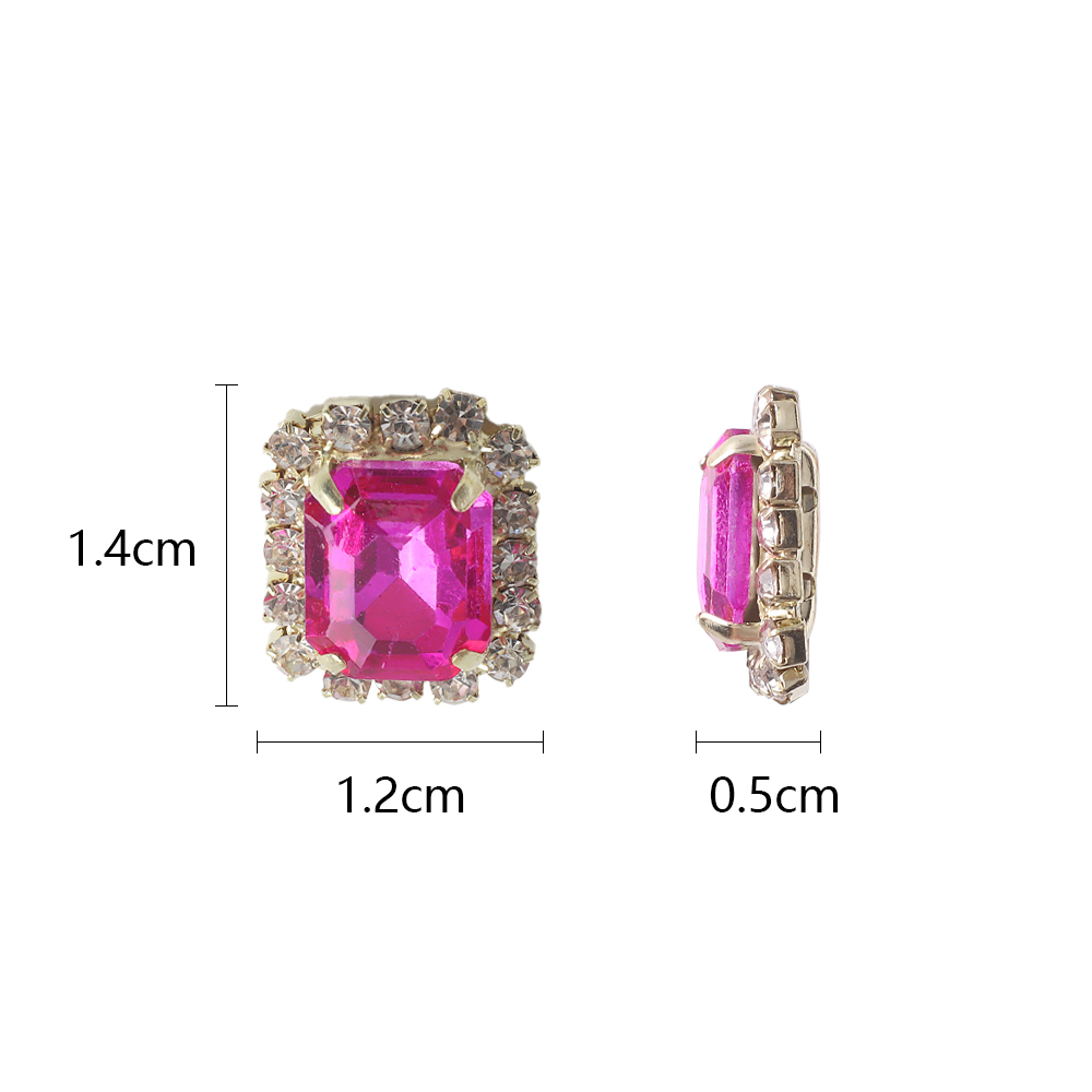 12X14mm 10 Uds diamante Rectangular con incrustaciones de cuatro agujeros garra diamante DIY joyería zapatos para el cabello sombreros materiales accesorios de diamantes de agua