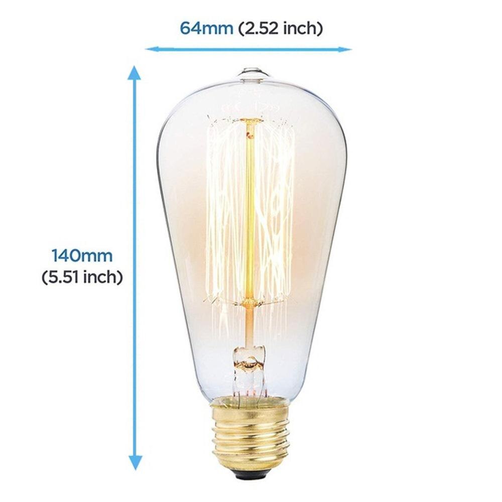 Edison Gloeilamp W-Gloeilamp E27 AC120V Wolfraam Gloeidraad Glas Warm Wit Droplight Transparante Glas Gloeilampen