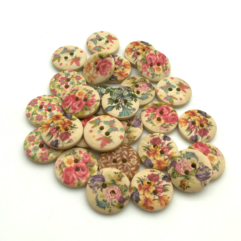 OOOUSE Buttons-Mixed Wood Buttons Sewing Scrapbooking 2 Holes (onesize