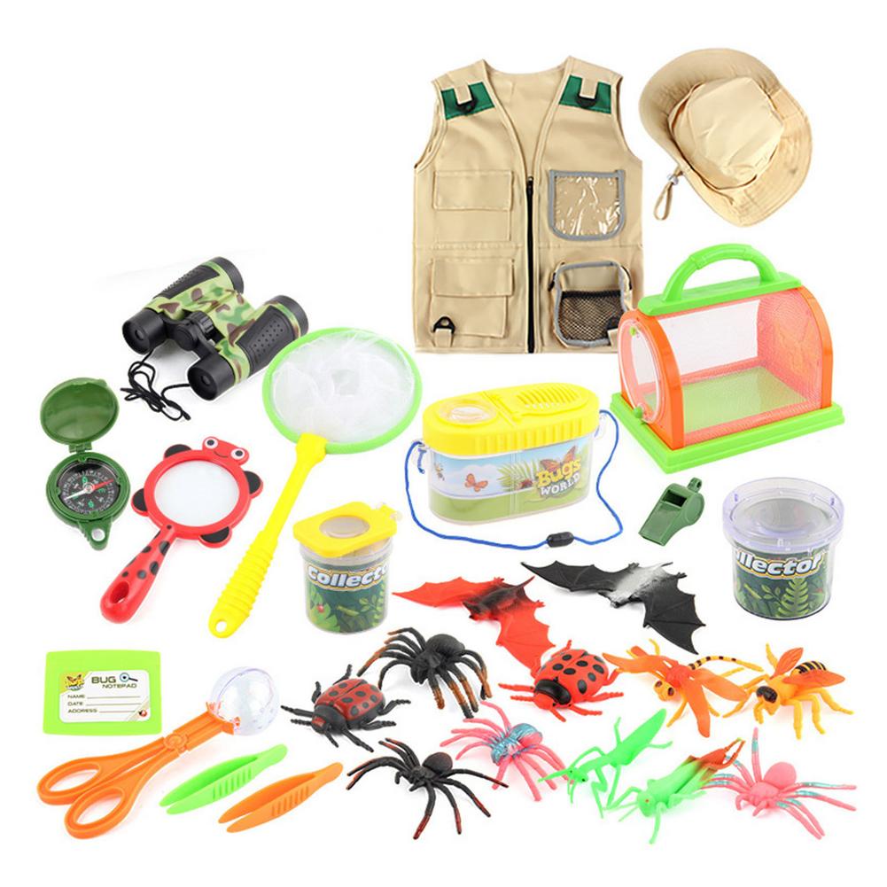 Kids Outdoor Explorer Kit Outdoor Avontuur Camping Speelgoed Voor Kids Cargo Vest Hoed Bug Vangen Kit Avontuur Speelgoed