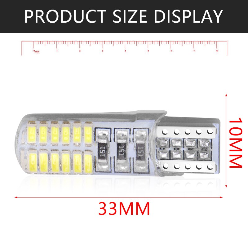 10Pc T10 W5w 24smd Auto Led-lampen Canbus Auto Licht Interieur Lamp Waterdicht Tot Signalering Plaat 12V 5w5 194 Smd 24 501