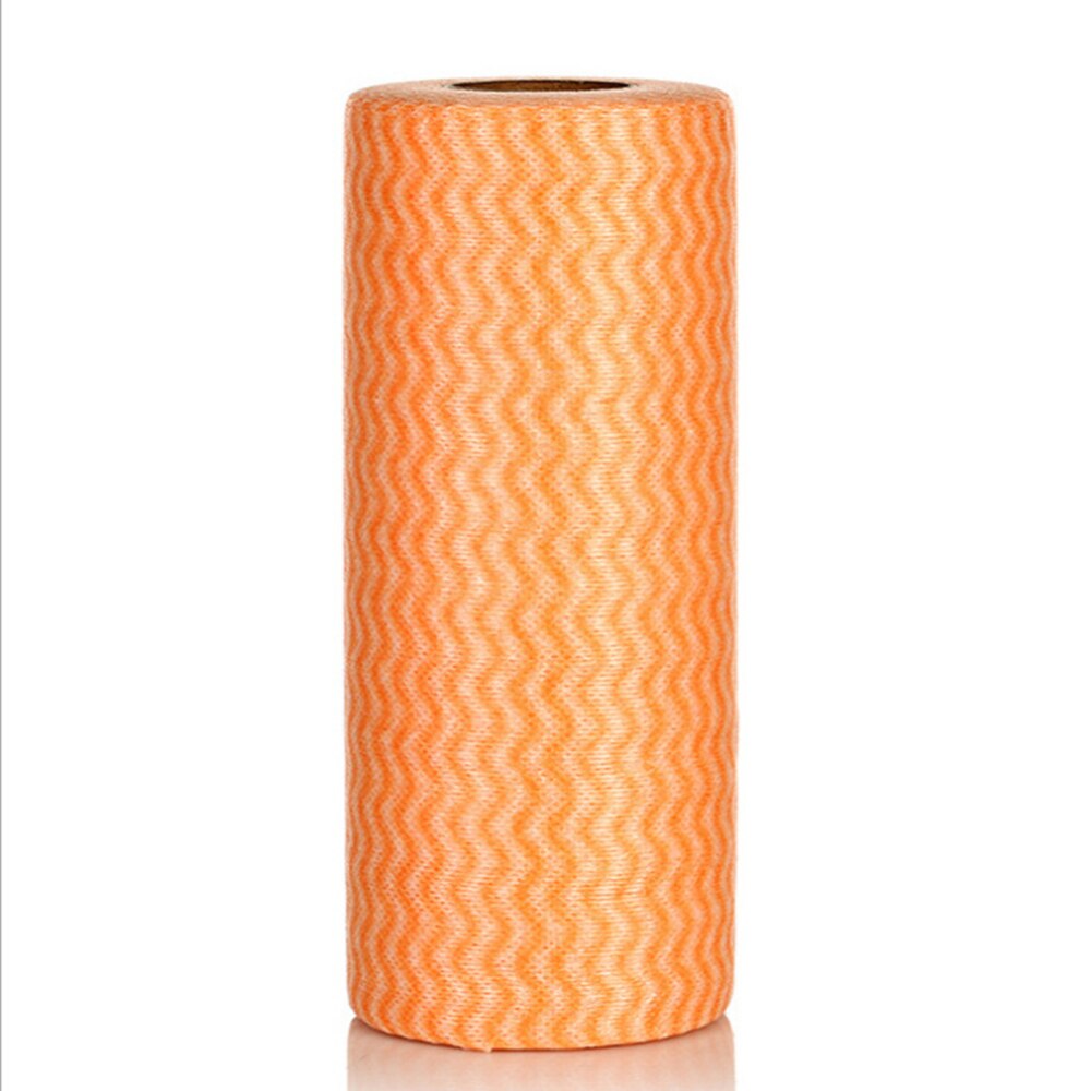 50 stuks/rol keukenreinigingsdoek multifunctionele wegwerp non-woven reinigingsdoek vaatdoek vaatdoek 15m: Oranje