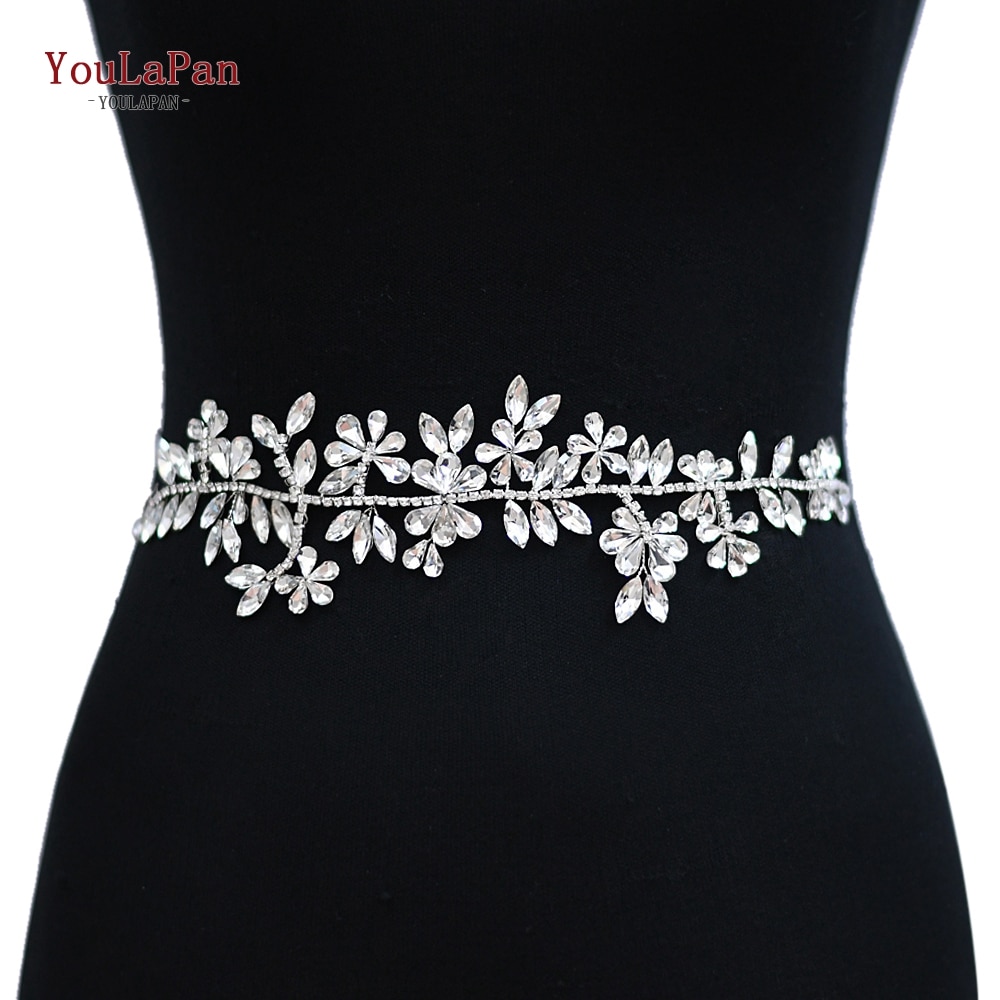 YouLaPan SH239 Hochzeit Gürtel Silber Strass Gürtel Hochzeit Kleid Gürtel für Freundin Braut Party Kleid Gürtel Diamant Gürtel