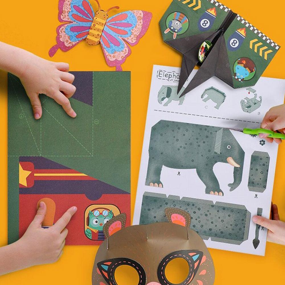 Rompecabezas de dibujos animados para niños, libro de papiroflexia, juguete de arte Hecho A Mano, doble cara, Animal, , patrón de Origami, S5K5