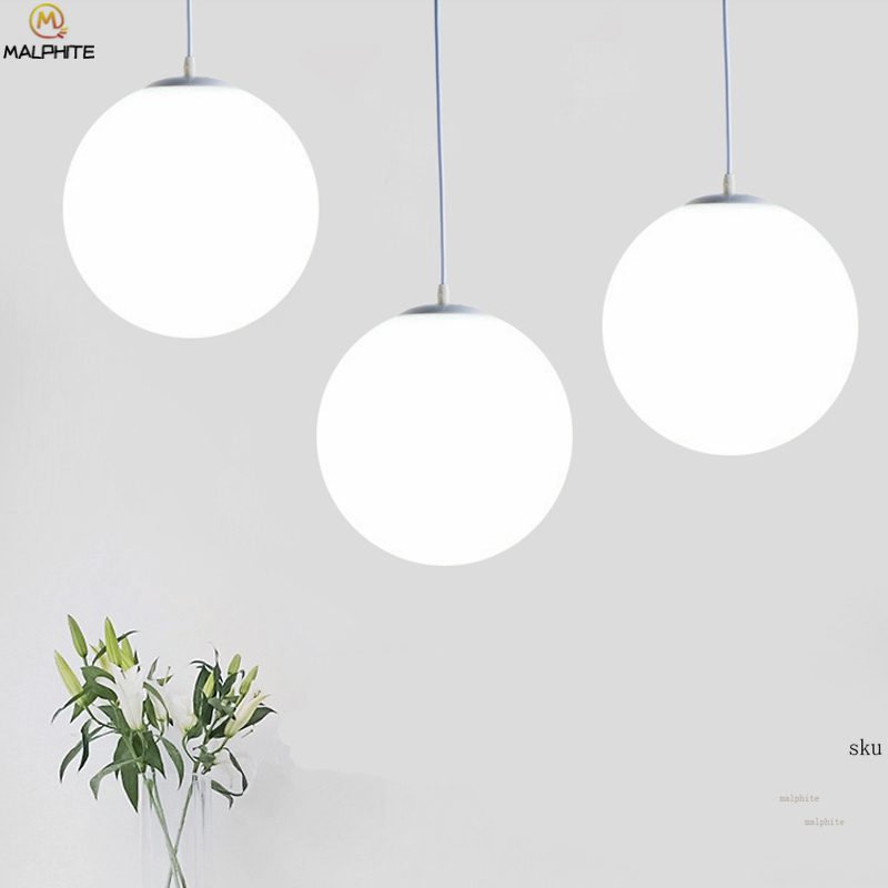 Moderne Witte Glazen Bol Hanglamp Slaapkamer Restaurant Nordic Lamp Melk Ball Suspension Industriële Deco Led Verlichtingsarmaturen