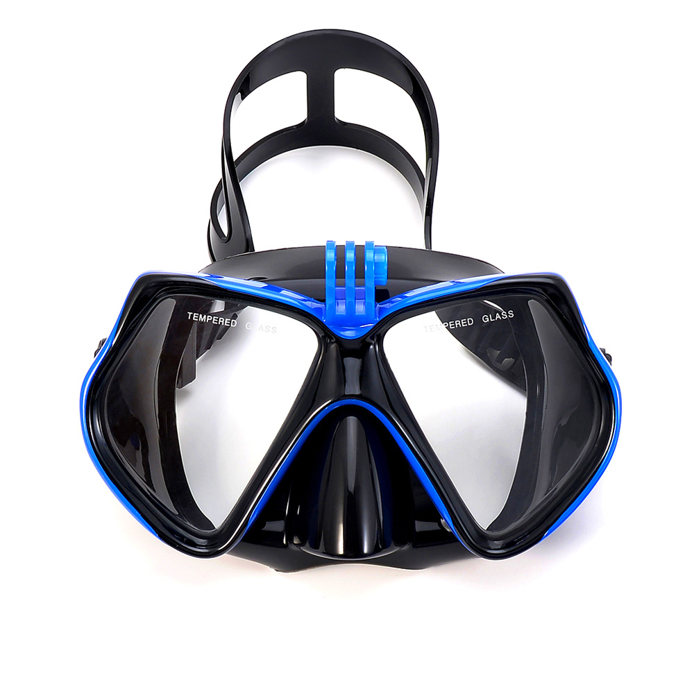 Máscara de buceo, gafas de natación para GoPro, cámara deportiva subacuática, vidrio templado, tubo de snorkel seco , adultos y jóvenes: Borgoña