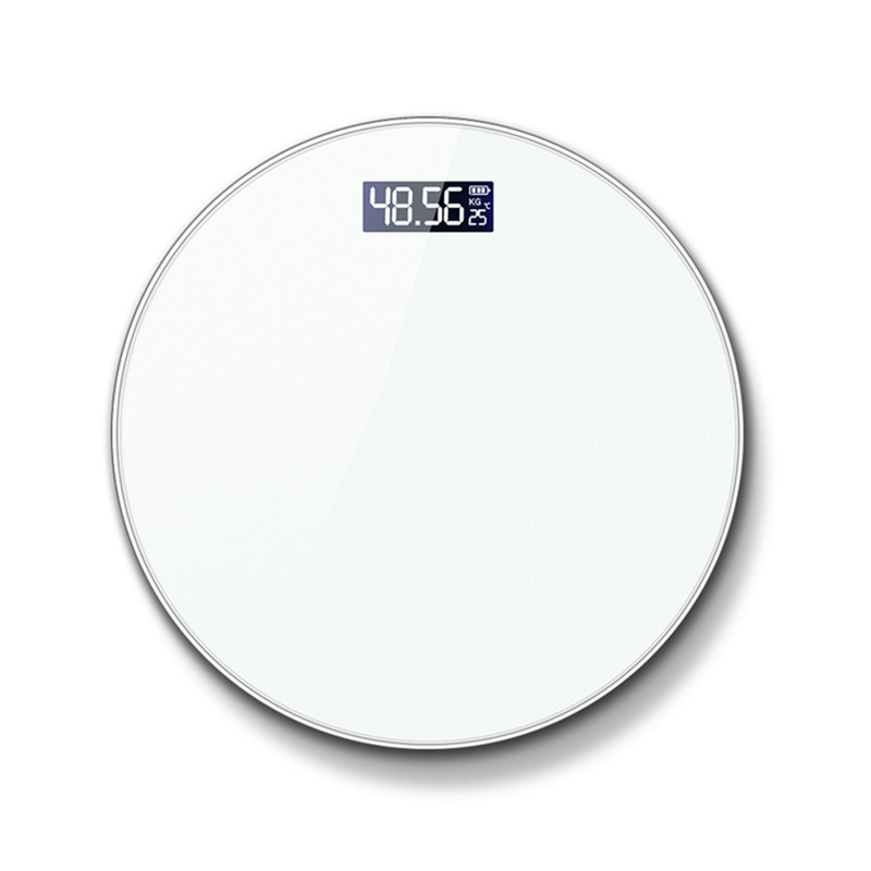 bascula digital peso corporal pesas bascula baño peso digital bascula peso corporal electrónica portátil, balanza de peso duradera para el hogar báscula de cuerpo humano pequeño pantalla LCD de vidrio templado: White