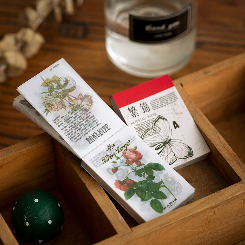 Vintage Flower illustrated Bullet Journal Transparent Paper Memo Pad Sticky Note Memo Notepad School Office Supply Stationery