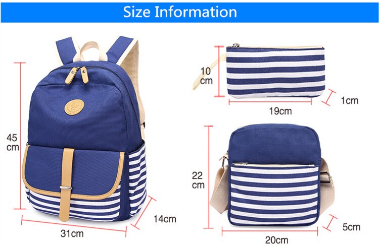 3 stücke schwarz und weiß gestreiften leinwand schule Rucksack für mädchen streifen stift bleistift tasche bookbag freundlicher schule tasche Schüler Rucksack einstellen