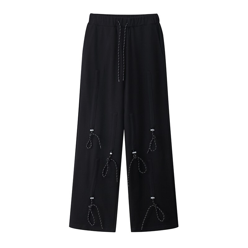 High street snoretræk draperet afslappede joggingbukser til mænd og kvinder joggers med brede ben oversize bukser hip hop baggy joggingbukser: Asiatiske m / Sort