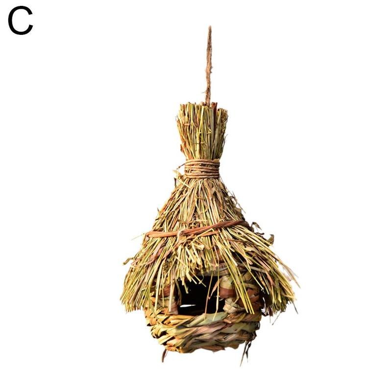 Hummingbird House Hand-Woven Nesting Window Garden Hanging Birdhouses Hut Handwoven Bird Nest Gardening Decoration for Bird V0G5: C
