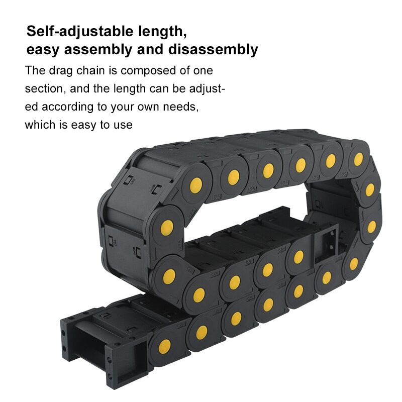 Fully enclosed nylon drag chain cable trough engineering threaded wire carrier end connector for CNC milling machine cable