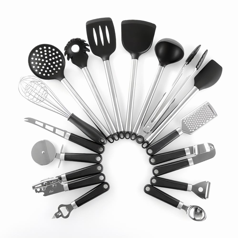 Kitchen Utensils Set 16Pcs Silicone Non-stick Cooking Utensils Stainless Steel Kitchen Tool Metal Hooks Kitchenware Set