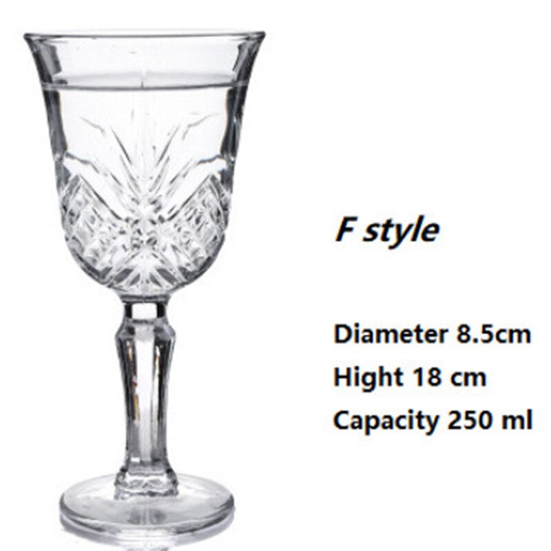 Copas de champán de cristal para boda copa de vino whisky copa de 5oz 7oz 9oz copa de cristal Retro europea en relieve sin plomo: F  250ml  Wine Glass