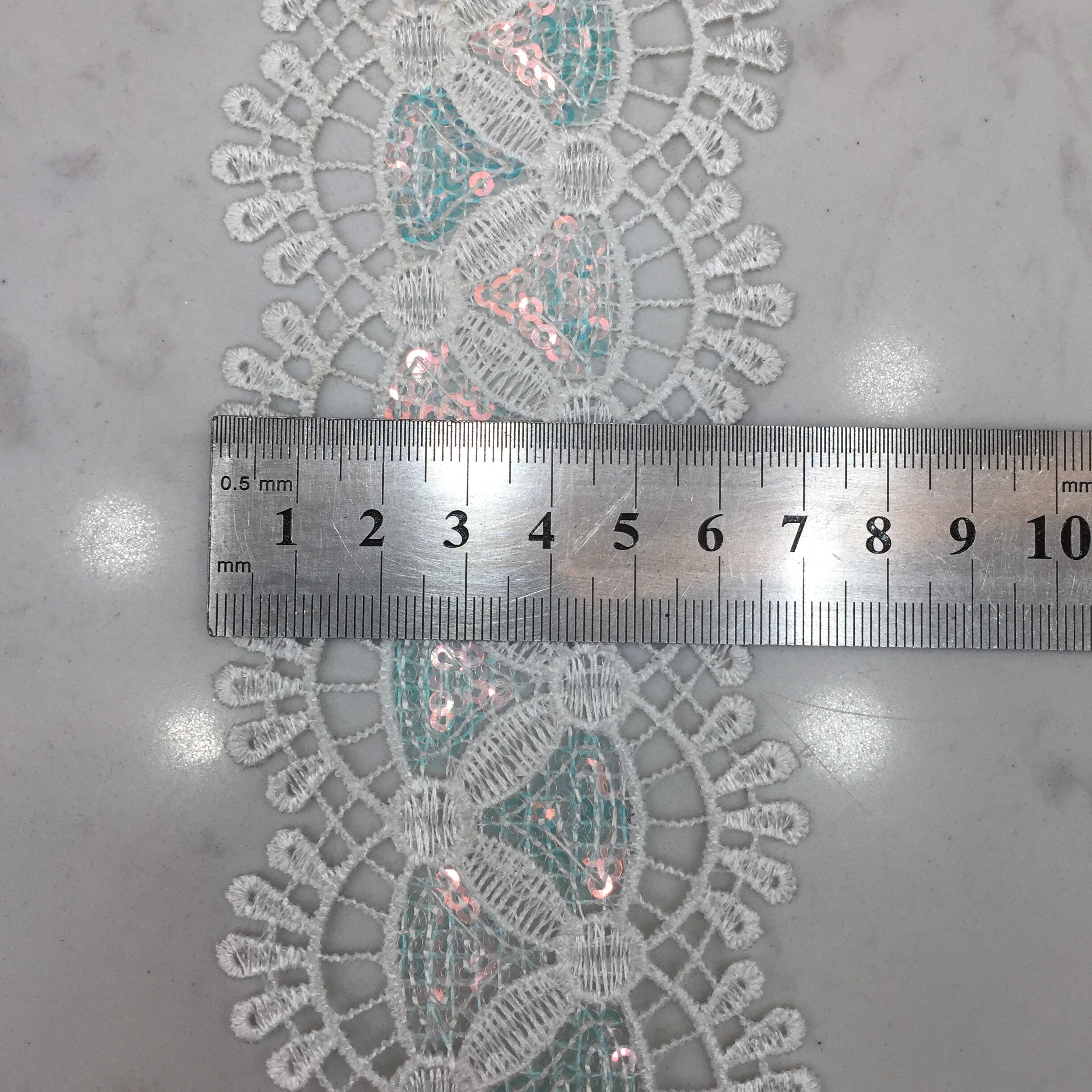 White Ivory Wedding Lace Fabric Bridal Lace Appliqued Border Flower Sequined Embroidered Fabric Sewing Apparel Lace Trims