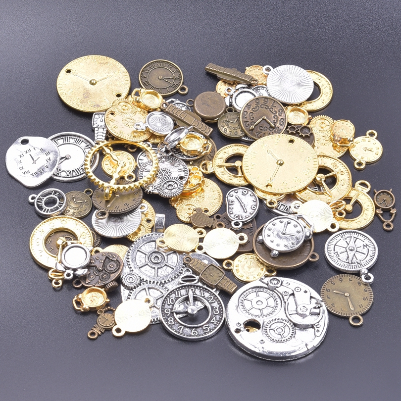 Vintage willekeurige klok Gear Charms soi Steampunk hanger voor hiphop kettingen collier sieraden maken accessoires bulk onderdelen: Titanium Plated