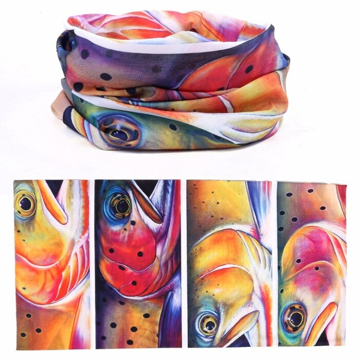 Maximumcatch multi funksjon fiske skjerf 3d digital skrive ut fiske hodeplagg anti-uv fiske bandana fiske pannebånd: 3d ørret ansikt