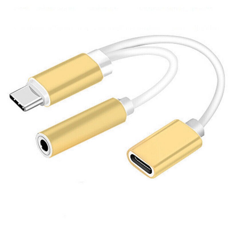 2in1 USB-C Type C Naar 3.5mm Audio Aux Jack Charger Kabel Voor Samsung Huawei P20: Glod