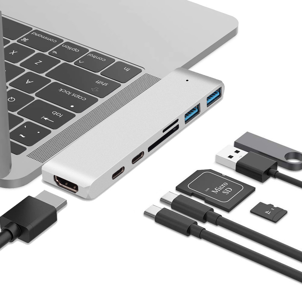 Double Type C with HDMI 4K Converter USB HUB Cable Splitter Card Reader for Macbook Pro Laptop Data Extender Charge Dock Adapter