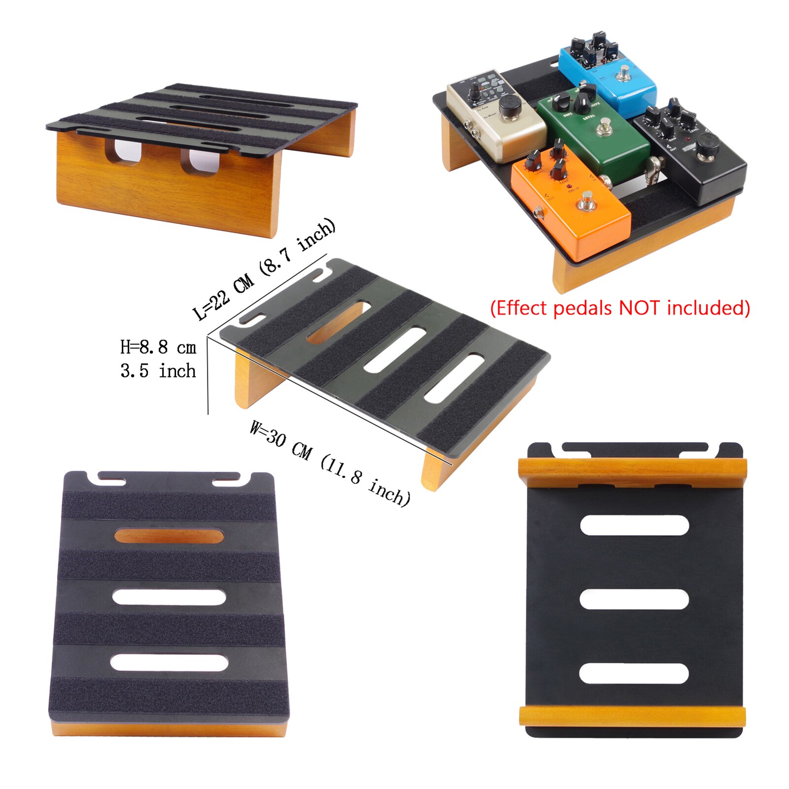 Tablero de Pedal con efectos de guitarra, Kit DIY de madera maciza y aluminio, 11,8 pulgadas x 8,7 pulgadas, con patas de arco, Pedal Topper
