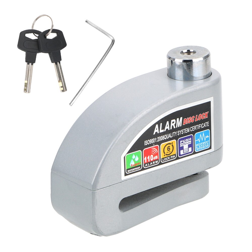 LEEPEE For Bicycle Motorcycle Moto Disc Brake Lock Bike Lock Security Anti-theft Lock Waterproof Motorcycle Alarm Lock: Gray