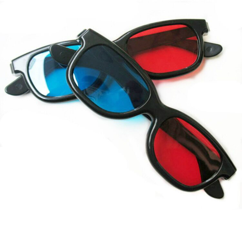 Universal 3D Black Frame Red Blue Cyan Anaglyph Plastic glasses For 3D Movie Game DVD cinema 2Pcs 3D Glasses