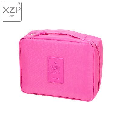 Bolsa de maquillaje XZP para exteriores para chica, neceser para mujer, neceser de lavado, organizador de maquillaje, Kit de almacenamiento de viaje, bolsa con múltiples bolsillos para mujer: Dark Pink