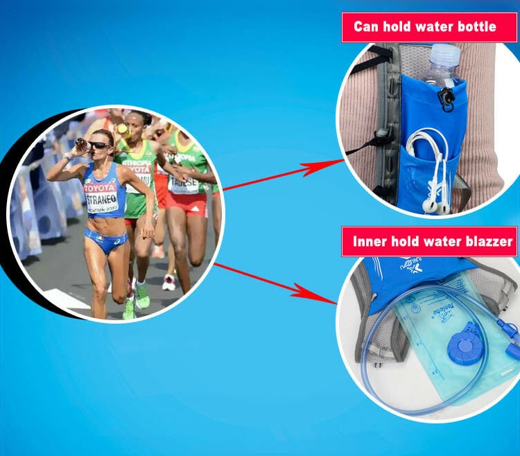 Mochila deportiva de hidratación para senderismo, chaleco para correr + bolsa de agua de 2L, bolsa de montaña con bolsa de agua portátil,