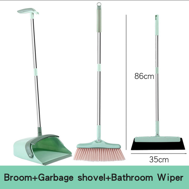 GUANYAO Home Broom and Dustpan floor cleaner tools Plastic Windproof Household Dustpan foldable storage Soft easy clean: B