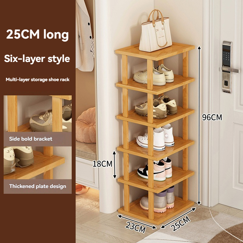 Zapatero sencillo para uso doméstico, almacenamiento de bambú en la entrada, sala de alquiler que ahorra espacio, dormitorio, cabina de zapatos estrecha multicapa: COFFEE
