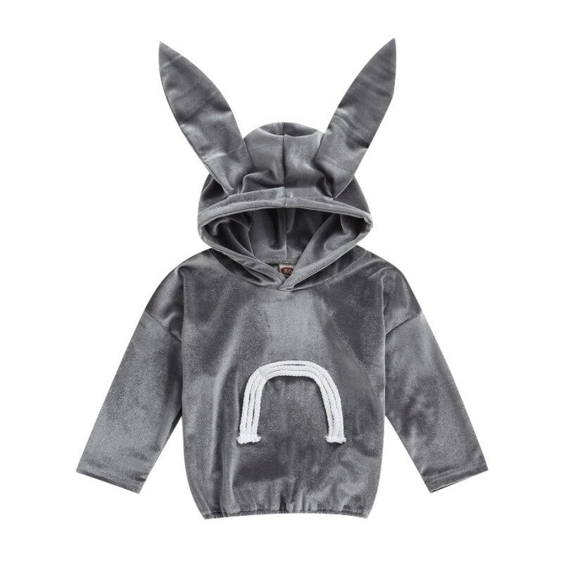 dreptać dziewczynka bluza z długim rękawem, kreskówka uszy królika gruby sweter, niewidoczny regulowany sznurek topy: 4 / 6-12 Months