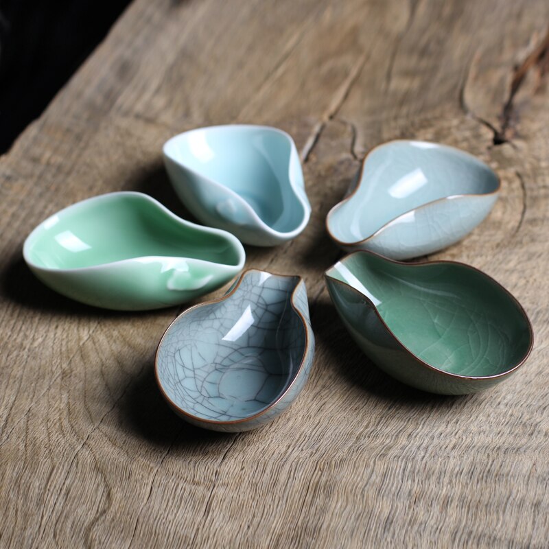 Keramisk te sæt tilbehør pro-rim celadon te lotus te påskønnelse lotus bambus te teske teske te scoop  wf919