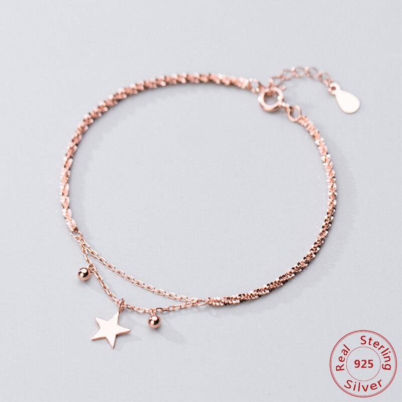 Double Layer Leuke Kralen Sterren Armband Voor Vrouwen Echt 925 Zilveren Verstelbare Armband Beste Vriend Birthday Party