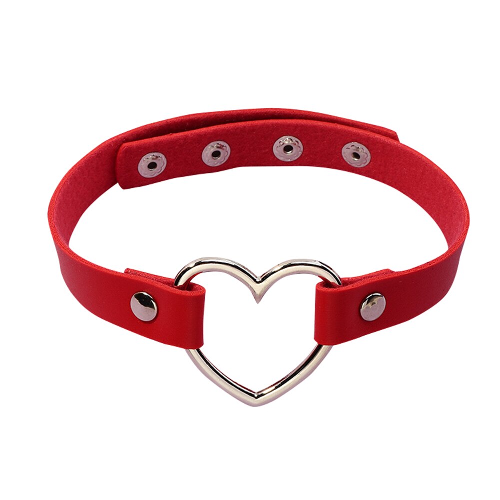 4 größe adjustmen Punk Gothic Gürtel Leichte Liebe Anhänger Leder Hals Kragen Rock Punk Choker Hip Hop Streetwear für Frauen: Red