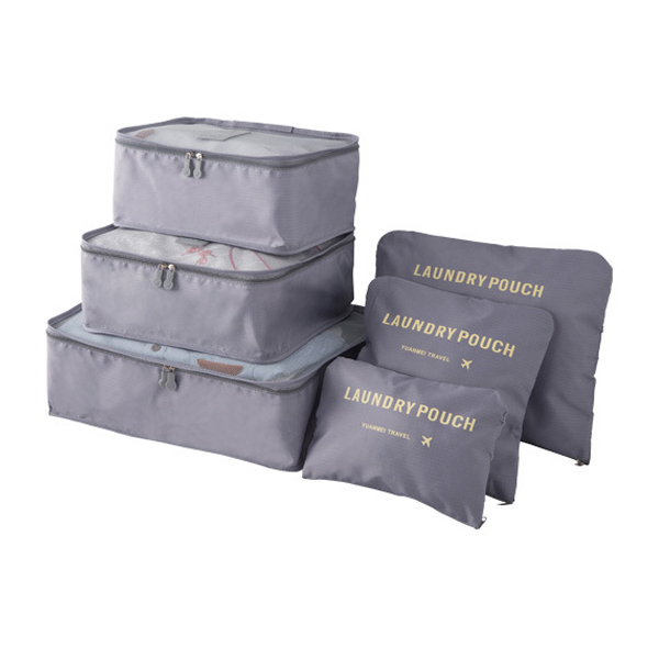 Reisopbergset van zes stuks: bagage-, kleding- en opbergtas, ideaal voor het opbergen van kleding, schoenen en ondergoed tijdens zakenreizen.: Beige