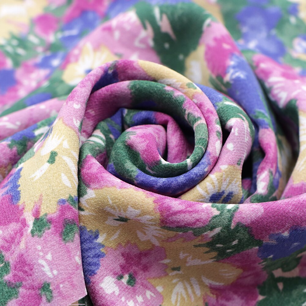 50*140cm blomstertrykt chiffonstoff for vev hjemmetekstil for å sy putetrekk bordløper ,c12588