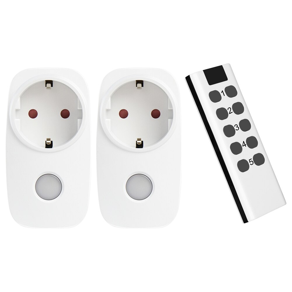 Draadloze Smart Afstandsbediening Stopcontact Lichtschakelaar Eu Standaard Plug Universele 433Mhz Stopcontact Socket Ondersteuning Broadlink: new 1Remote 2 Socket