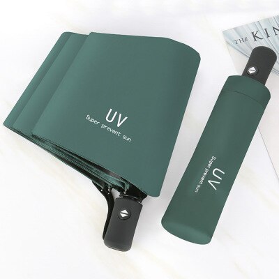 1ps Anti-Uv ins frauen stil Automatische Regenschirm 3-fach Sonnig regenschirm Beschichtung Regen Schicht Winddicht Tragbare Regenschirme 50%