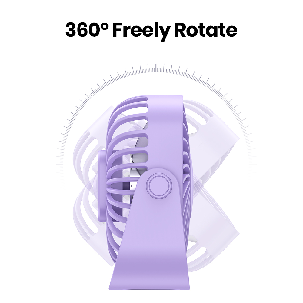 TOPK 4 inch USB mini-bureauventilator, 3 snelheden stille draagbare desktop-tafelventilator, 360 ° Aanpassing persoonlijke kleine ventilator voor slaapkamer thuiskantoor