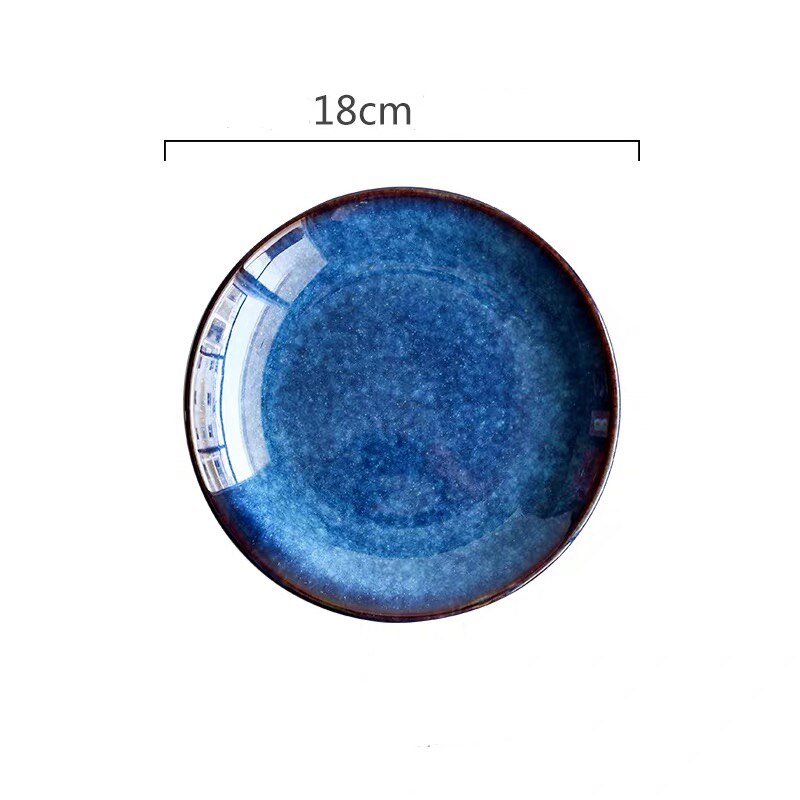 Japanse stijl diepblauwe glazuur keramische steakbord porseleinen serviesset dessertbord soepkom theekop sauskom: 1pc 7 inch plaat