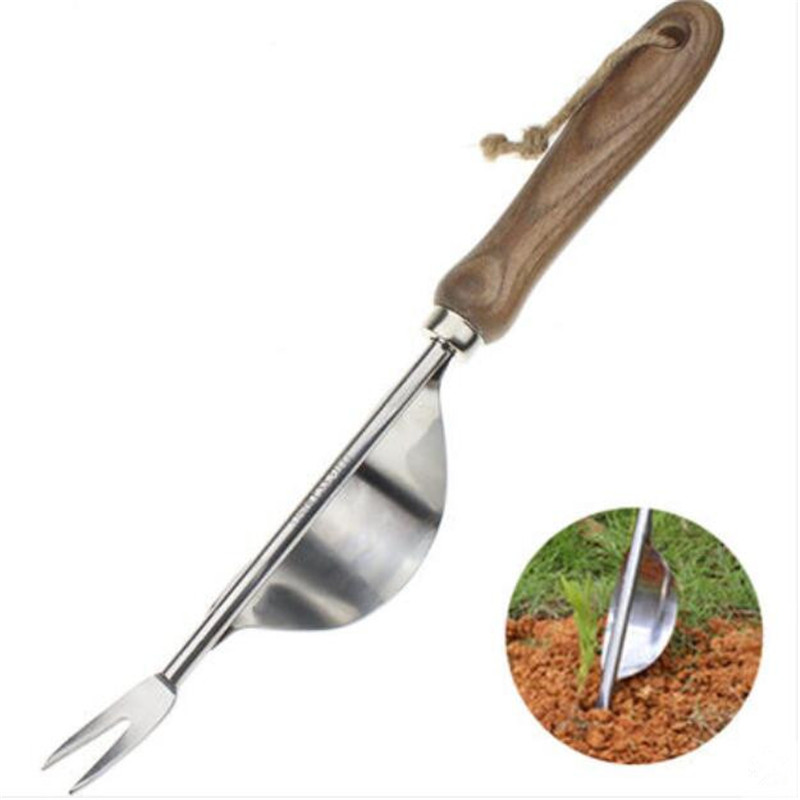 1 pcs Manual Weeder Fork Metal Hand Garden Wood Handle Digging Puller Weeding Tool Garden Transplanting Digging Tools