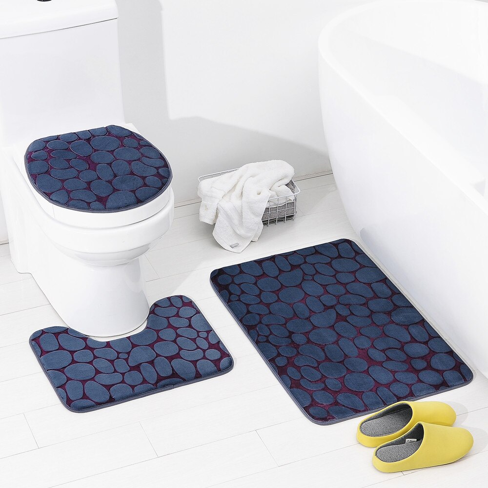 1 set bath mat bathroom set bathroom carpet bathroom rug set Toilet carpet three piece set Anti skid foot pad at cylinder edge