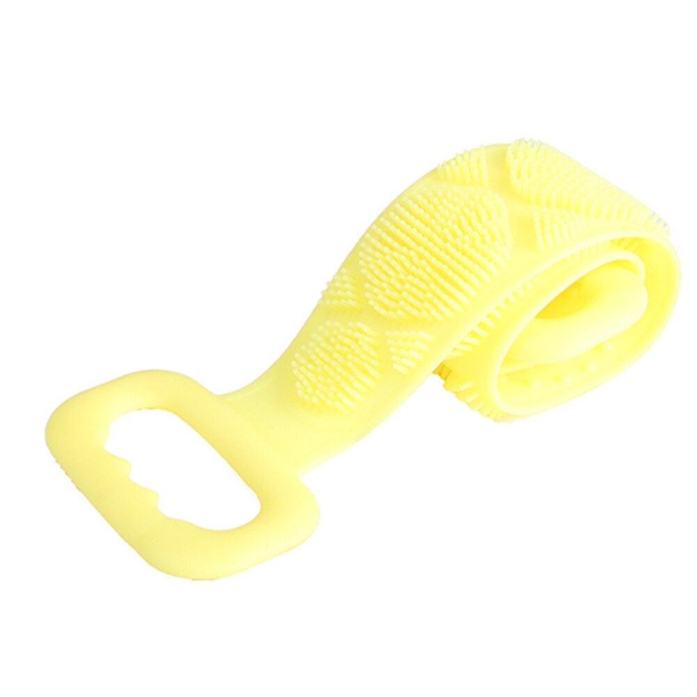 Frotador de espalda de limpieza fácil eliminación de piel muerta de baño pared de la Ducha doble cara colgante suave de silicona limpieza corporal cinturón de baño: YELLOW